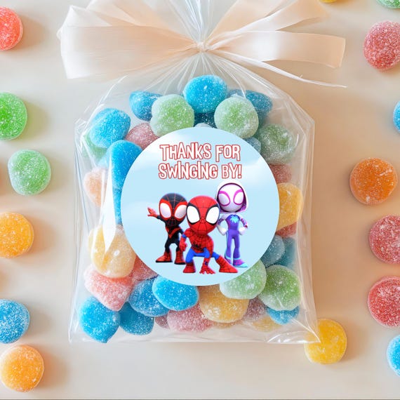 Spidey and His Amazing Friends Birthday Party Favor Tags, Superhero Theme Decor, Favor Labels, Spidey Party Decorations Instant Download