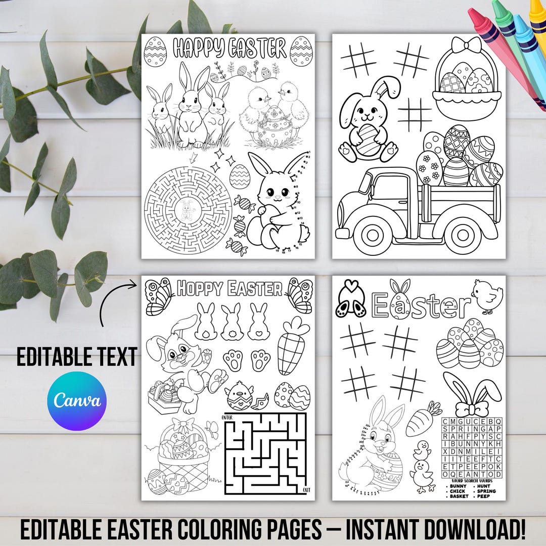 Easter Coloring Pages for Kids| Printable Activity Sheets | Table Game ...