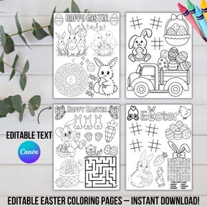 子供向けイースターぬり絵 | 印刷可能なアクティビティシート | テーブルゲーム | 編集可能なイースタープレースマット