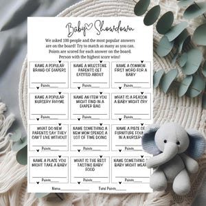 Baby Shower Showdown Game, Baby Shower Games Printable, Baby Showdown Shower Game, Baby Shower Activity, Gender Neutral, Editable Template