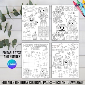Blocky Roboter Malvorlagen, Ausmalbilder zum Ausdrucken, Ausmalbilder, STEM Craft Party Aktivität, Buildabits™ Party zum sofortigen Download