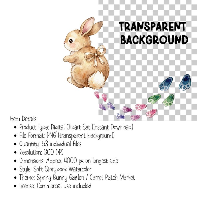 Spring Bunny Garden Clipart Bundle, Easter Carrot Patch Party PNG ...