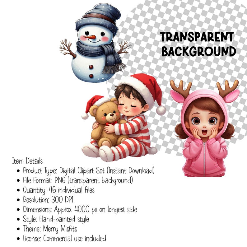 Christmas Clipart Bundle • Holiday PNG Set Santa Reindeer Elf Yeti ...