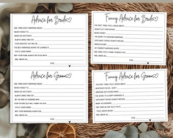 Bridal Shower Advice Cards, Bride & Groom Game Printable, Couples Shower, Rehearsal Dinner, Editable Template