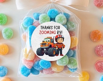 Monster Truck Birthday Party Favor Tags, Monster Truck Party Theme Decor, Favor Labels, ZoomCrew™ Party Decorations, Instant Download