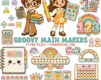 Math Clipart Bundle | Classroom Math Clipart PNG | Teacher Graphics | Numbers Shapes Flashcards | Commercial Use