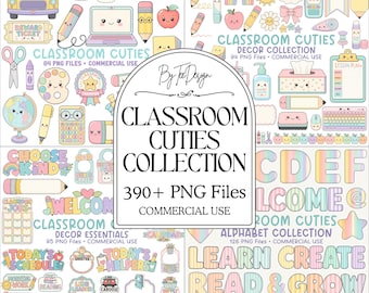 Classroom Decor Clipart Bundle, Teacher Resources PNG, Bulletin Board Clip Art, Classroom Labels, School Graphics, Commercial Use