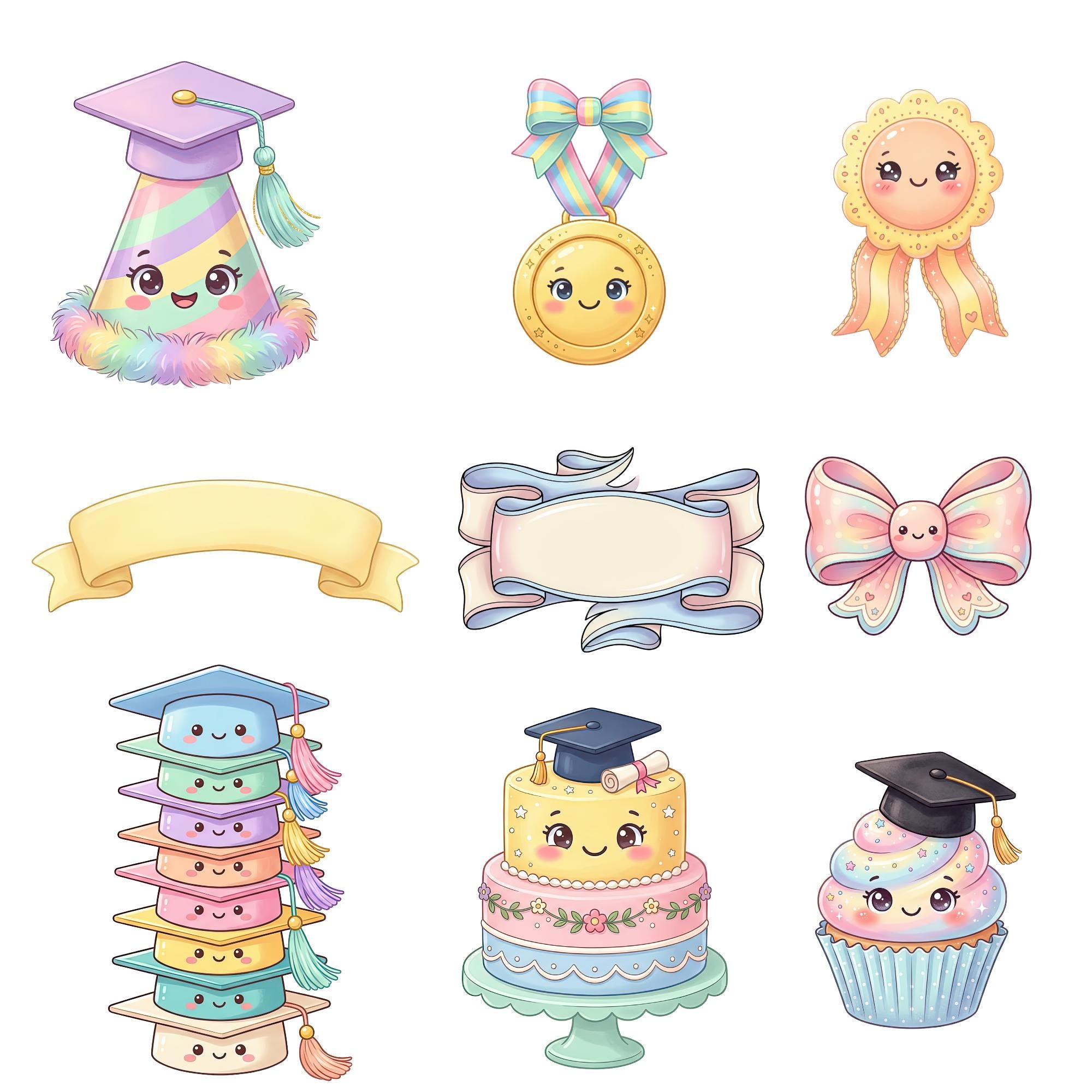 Kawaii Graduation Clipart PNG, School Clip Art Set, Class of 2026 ...