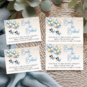 Mickey Twins-boeken voor babyverzoek, babyshoweruitnodiging invoegen, uitnodigingskaart babyshower, bibliotheekinzet, MKTW bewerkbare Instant Download