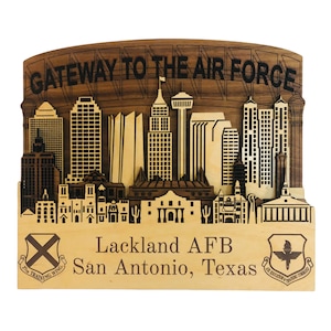 LACKLAND MILITARY Joint Air Force Base San Antonio Texas 3-D Wood Plaque Sign, Family Name Sign, PCS Retirement Gift