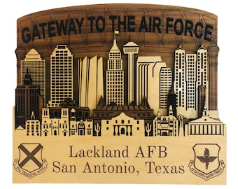 LACKLAND MILITARY Joint Air Force Base San Antonio Texas 3-D Wood Plaque Sign, Family Name Sign, PCS Retirement Gift