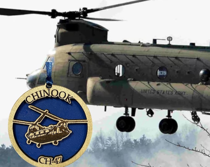 CHINOOK CH 47  Military aircraft Christmas ornament Air Force Army Marines Navy veteran space force holiday gift