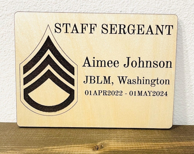 ARMY PROMOTION Plaque Single Layer Wood Personalized Customized