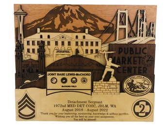 Joint Base LEWIS-McCHORD JBLM 3D Wooden Plaque Digital Download Only Army Air Force PCS Retirement Laser Wood Engraving