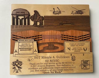 FT HOOD Army  3D Wood Plaque PCS Retirement gift Laser Engraving