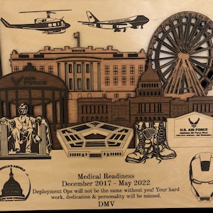 ANDREWS AFB 3D Wood Plaque PCS Retirement gift Laser Engraving