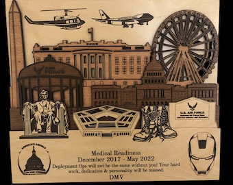 ANDREWS AFB 3D Wood Plaque PCS Retirement gift Laser Engraving