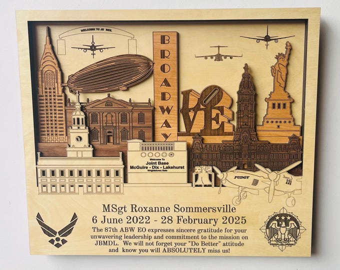 Joint Base MCGUIRE DIX Lakehurst Air Force Base 3D Wood Plaque Custom PCS Retirement Gift Veteran