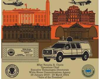 White House Pentagon Andrews  3D Wooden Name Plaque Air Force Army Marines Navy Space Force Veteran PCS Retirement Gift