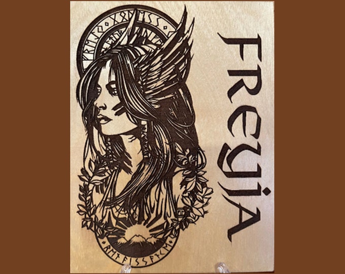 FREYA FREYJA Nordic Goddess Viking Valhalla Valkyrie Wood Plaque