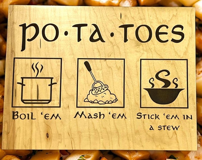 POTATOES Wood Plaque Lord of the Rings Middle Earth LOTR Samwise