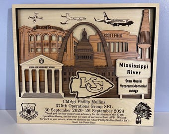 SCOTT AFB 3D Wood Plaque Air Force Army Navy National Guard PCS Retirement gift
