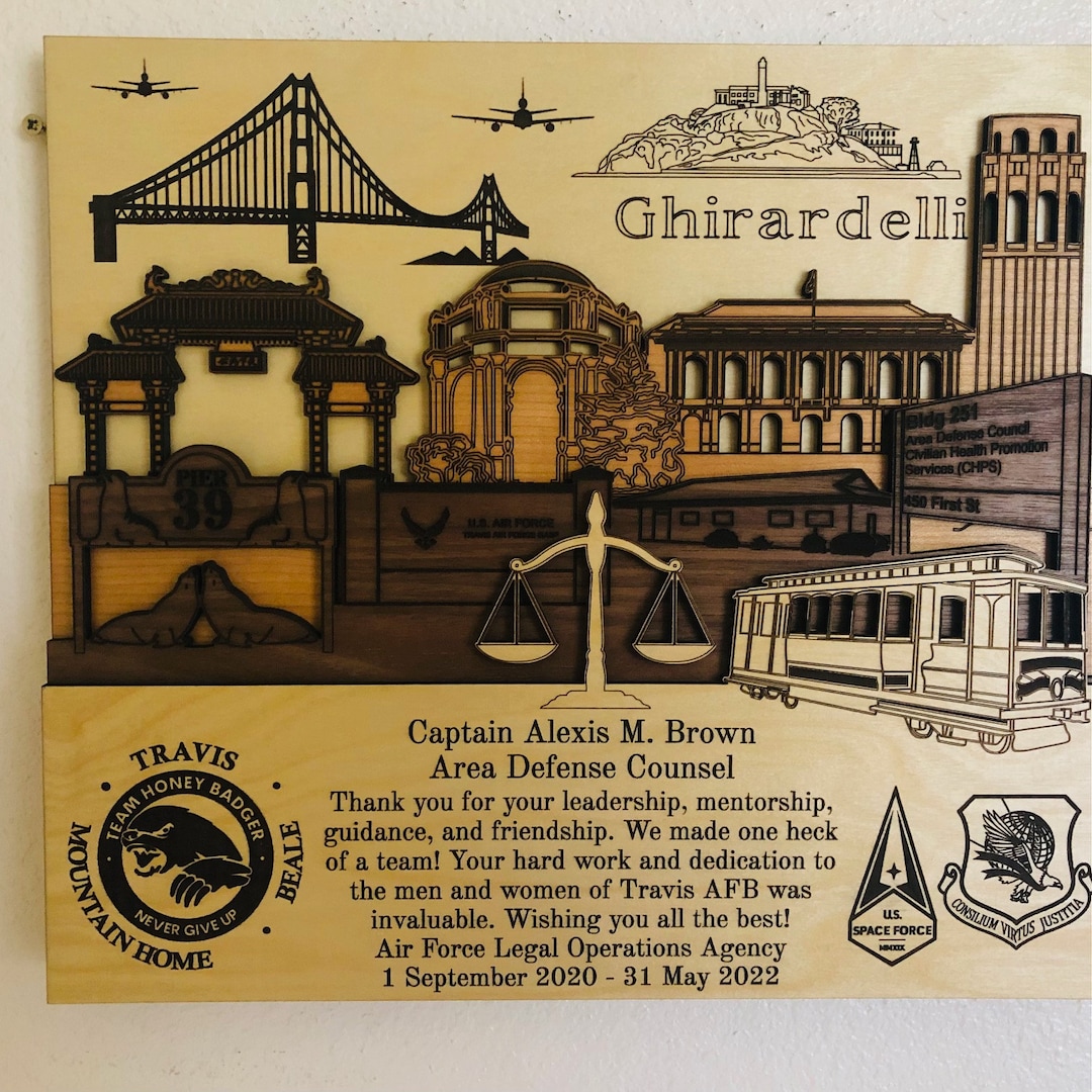 Travis Air Force Base California 3D Wood Plaque PCS Retirement