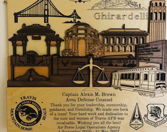 Travis Air Force Base California 3D Wood Plaque PCS Retirement Gift Customized Personalized