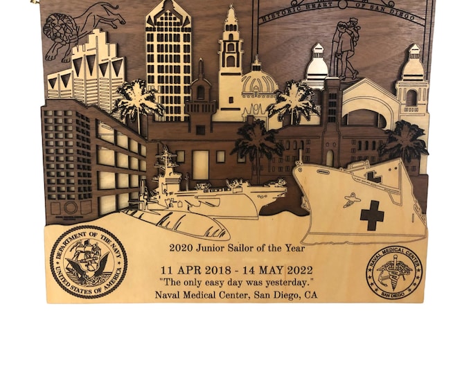 Naval Base San Diego 3D wooden plaque customized Army Navy Marines PCS Retirement gift