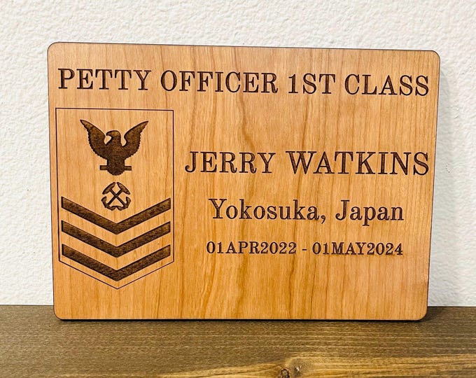 NAVY PROMOTION Plaque Single Layer Wood Personalized Customized