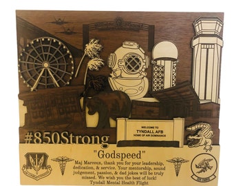 TYNDALL Air Force Base 3D Wood Plaque Custom PCS Retirement Gift Veteran