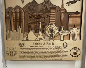 3D Las Vegas NELLIS Creech Wood Sign PCS Retirement Gift Air Force Army Marines Navy Coast Guard Space Force Veteran National Guard