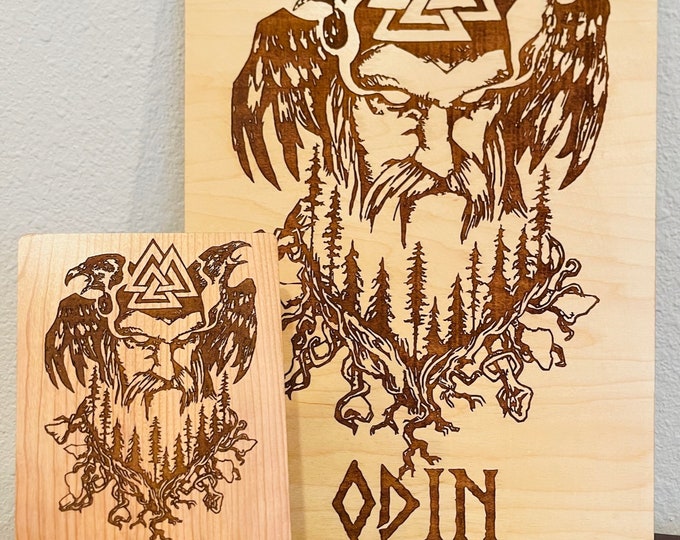 ODIN God of Kings VALHALLA Viking Wood plaque sign Norse Mythology