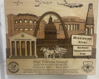 SCOTT AFB 3D Wood Plaque Air Force Army Navy National Guard PCS Retirement gift