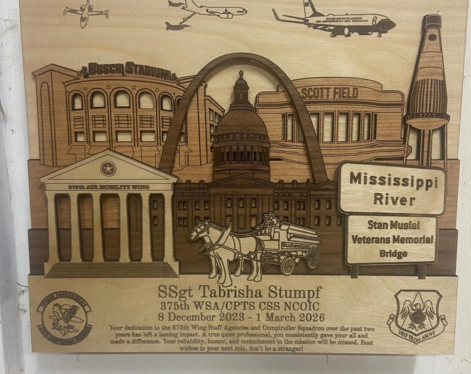 SCOTT AFB 3D Wood Plaque Air Force Army Navy National Guard PCS Retirement gift