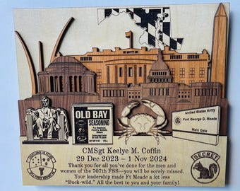 FT MEADE 3D Wood Plaque Air Force Army Navy National Guard PCS Retirement gift