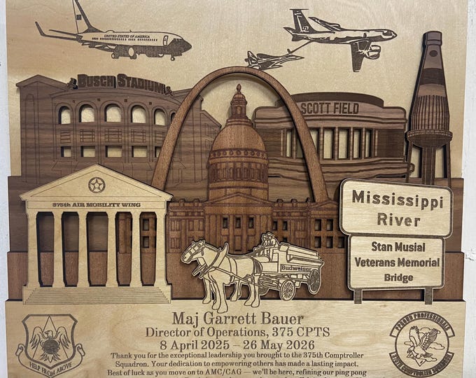 SCOTT AFB 3D Wood Plaque Air Force Army Navy National Guard PCS Retirement gift