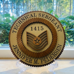 3D Promotion Plaque Wood PCS Retirement Gift Air Force MILITARY AWARD Appreciation