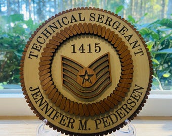 3D Promotion Plaque Wood PCS Retirement Gift Air Force MILITARY AWARD Appreciation