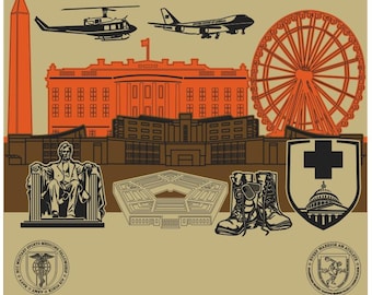 Ft. Belvoir Andrews 3D Wooden Name Plaque Air Force Army Marines Navy Space Force Veteran PCS Retirement Gift