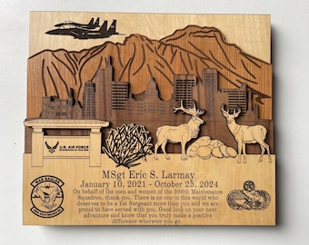 Mountain Home AFB Idaho 3D Wood Plaque PCS Retirement Gift Customized Personalized