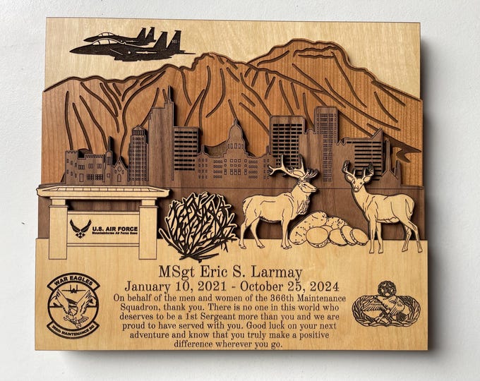Mountain Home AFB Idaho 3D Wood Plaque PCS Retirement Gift Customized Personalized
