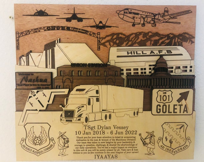 HILL Air Force Base 3D Plaque PCS Retirement Ogden Utah PCS Retirement Veteran Custom Personalized