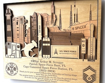 Patrick Space Force Base 3D Wooden Plaque Air Force Space Force PCS Retirement Gift Veteran Customized Personalized