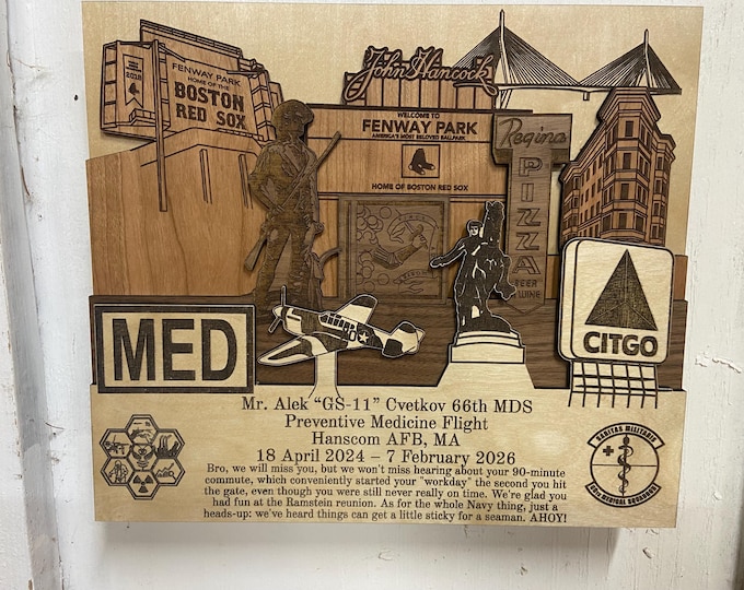 Hanscom Air Force Base Massachusetts Wood Plaque PCS Retirement Unique Gift Army Air Force