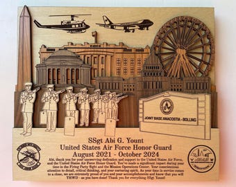Anacostia Bolling Andrews 3D Wooden Name Plaque Air Force Army Marines Navy Space Force Veteran PCS Retirement Gift