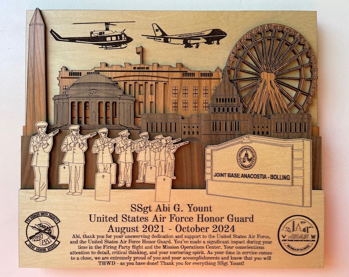 Anacostia Bolling Andrews 3D Wooden Name Plaque Air Force Army Marines Navy Space Force Veteran PCS Retirement Gift