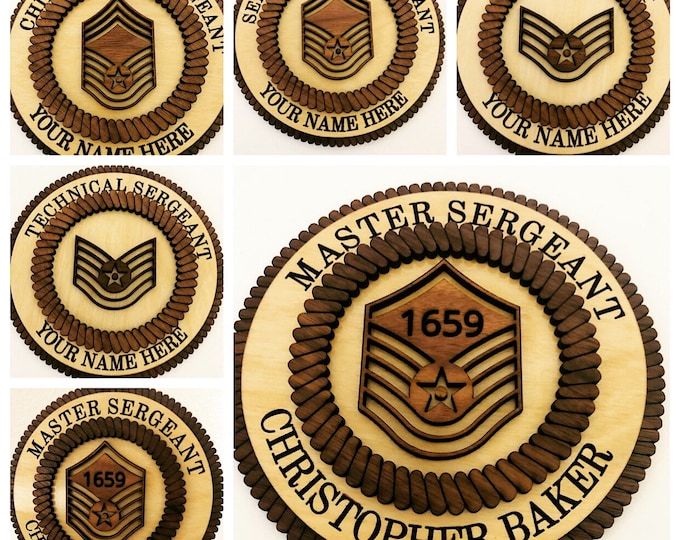 3D Promotion Plaque Wood PCS Retirement Gift Air Force MILITARY AWARD Appreciation