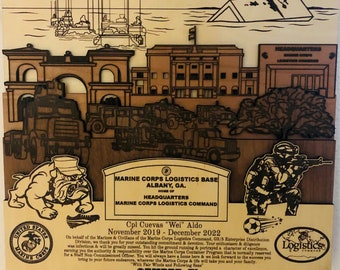 Marine Corps Logistics Base Albany 3D Wood Plaque PCS Retirement Gift Customized Personalized