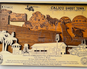 Fort Irwin Barstow 3D Wooden Plaque Army Air Force Marines Navy PCS Retirement Veteran Gift Customized Personalized